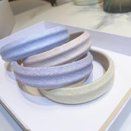 Padded Ribbed Headband, Lilac and Cream
