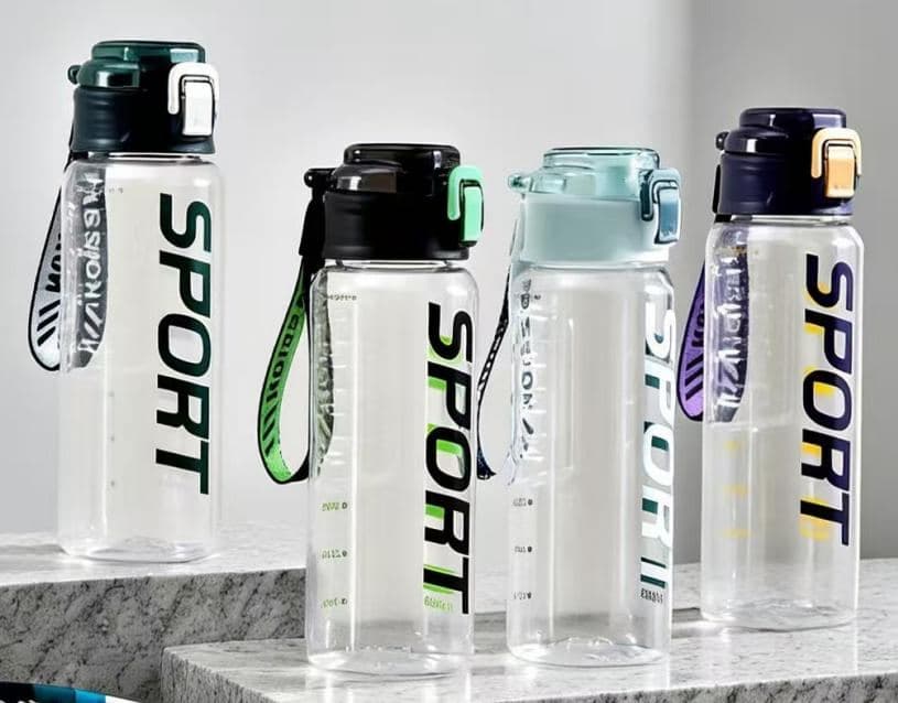 Plastic Water Bottle, 1000 ml, PC+PP, 8 x 27.3 cm, Ref. WB60291