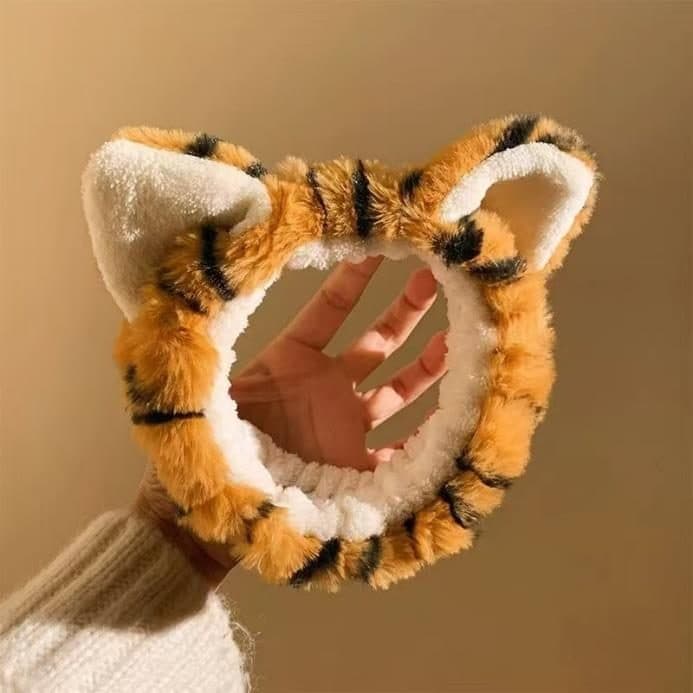 Tiger Ear Spa Headband, Orange and Black