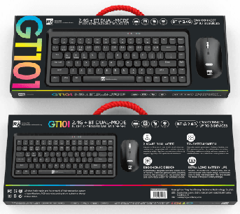 R8 GT101 2.4G & BT Wireless Keyboard and Mouse Combo English & Arabic layout, 84 Keys