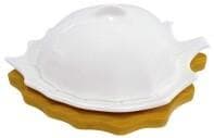 Honeycomb Ceramic Cheese Dome on Scalloped Bamboo Board, Large