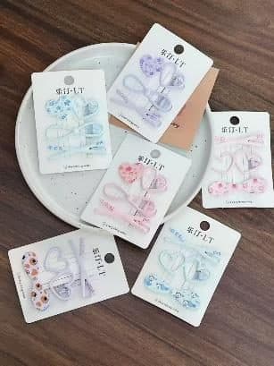 Pastel Hollow Bow and Heart Snap Hair Clips