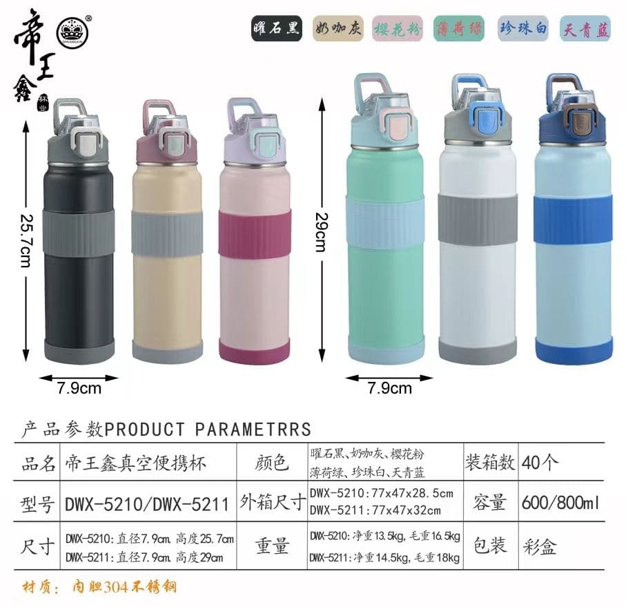 Diwangxin 5210 Sports Bottle with Silicone Band and Straw Lid 2