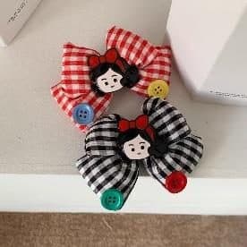 Gingham Doll Hair Ties, Red and Black