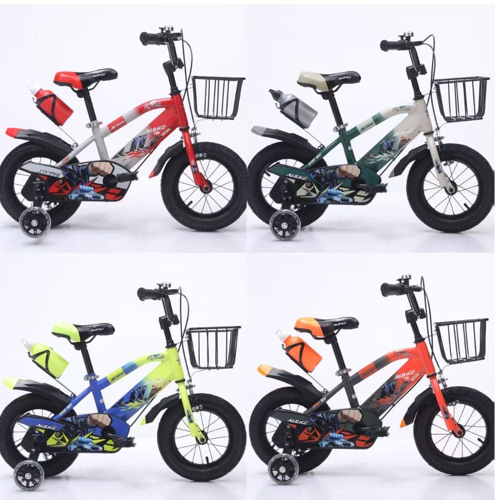 A156 Kids Bike with Basket, Bottle and Printed Panels