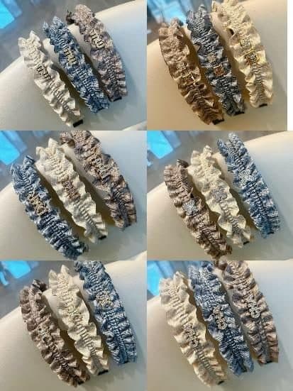 Ruffled Headband with Beads, Assorted Neutrals