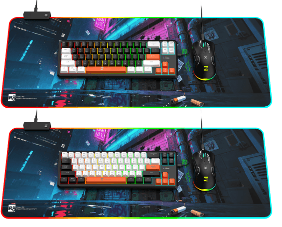 R8 GW4001 68 Keys RGB E-sport Gaming Peripheral 3-IN-1 Set English & Arabic layout 2