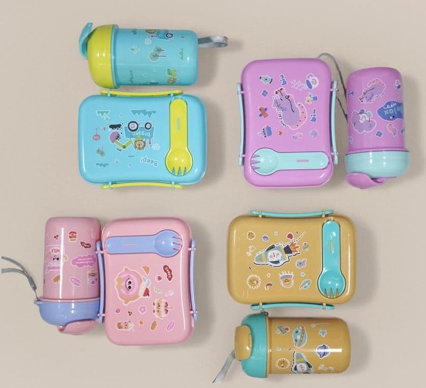 PP Plastic Lunch Box and Water Bottle Set, 15.5 x 12 x 6.7 cm 2