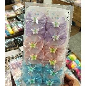 Kids Organza Butterfly Bow Hair Clips, 24 Cards