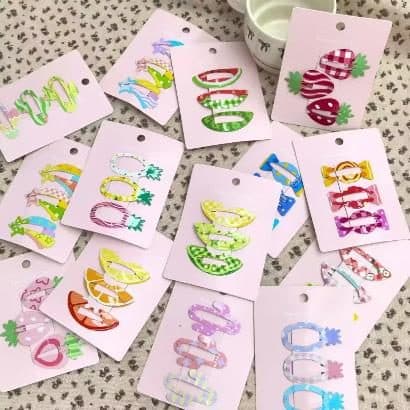 Fruit and Floral Print Outline Snap Hair Clips