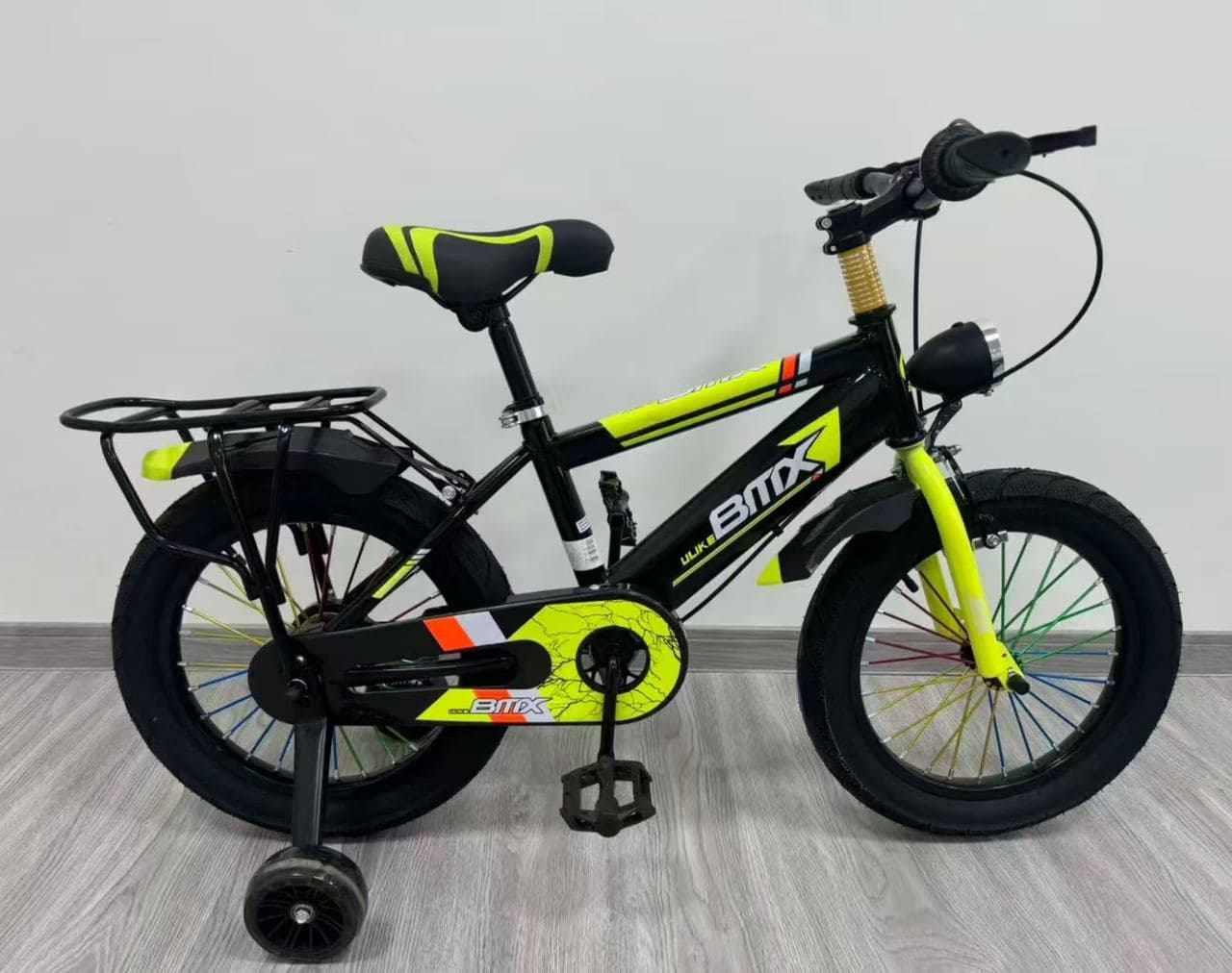 NL BMX Kids Bike with Rear Rack, Black and Blue 4
