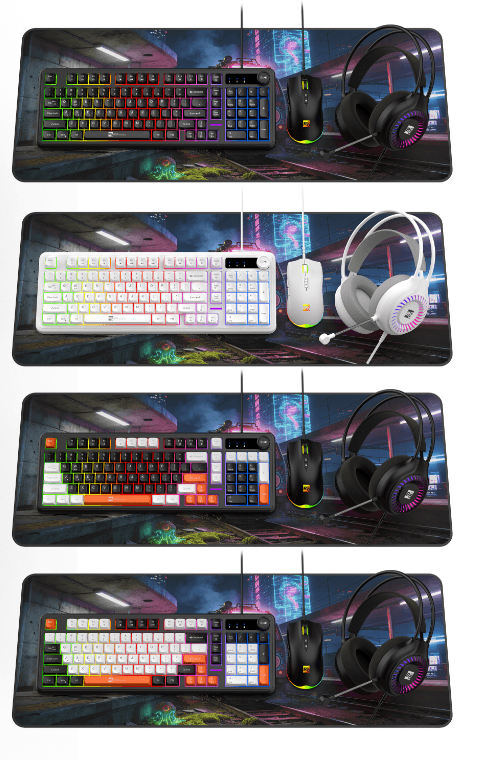 R8 GWK3004 98 Keys Wired Gaming Keyboard with Rotary Knob & Mouse & Mouse pad & Headset Combo Eng... 2
