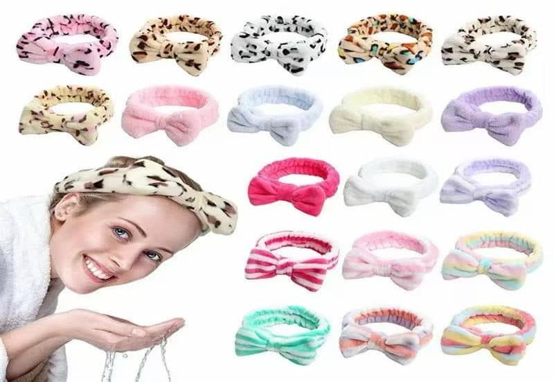 Velvet Bow Spa Hair Band, Assorted Prints