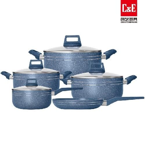 9pc 2.2mm Aluminium Cookware Set with Glass Lids, 20/24/26/28cm 8