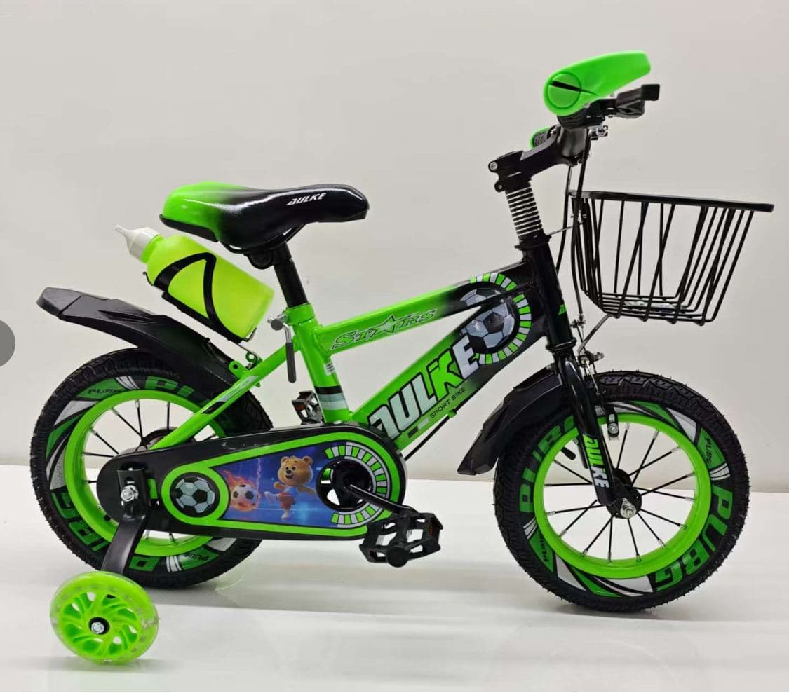 AULKE Football Kids Bike with Basket and Bottle