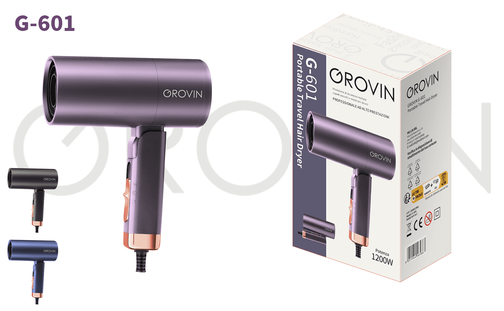 GROVIN G-601 Foldable Travel Hair Dryer