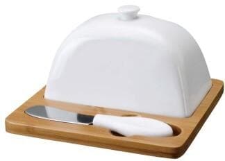 Ceramic Butter Dome on Square Bamboo Board with Spreader