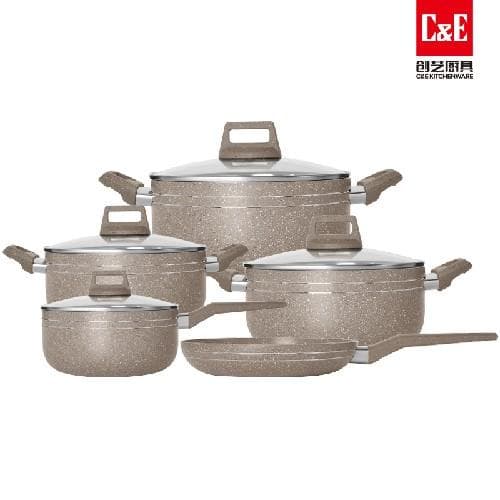 9pc 2.2mm Aluminium Cookware Set with Glass Lids, 20/24/26/28cm 6