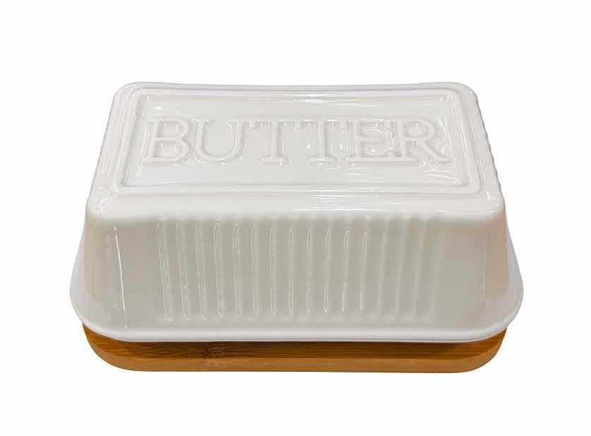 Ceramic Butter Dish with Embossed Lid