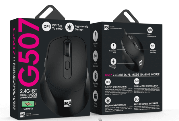 R8 G507 6D Wireless 2.4G & Bluetooth Rechargeable Gaming Mouse 2