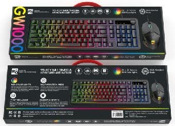 R8 GW1000 98 Keys Multimedia Keyboard and Mouse with Rotary Knob RGB Lighting English & Arabic &... 2
