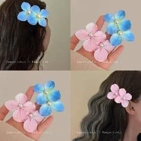 Hydrangea Flower Hair Clip, Blue and Pink