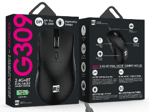 R8 G309 6D Wireless 2.4G & BT Rechargeable Gaming Mouse, 800-1200-1600-3200 DPI, 6 Buttons 3