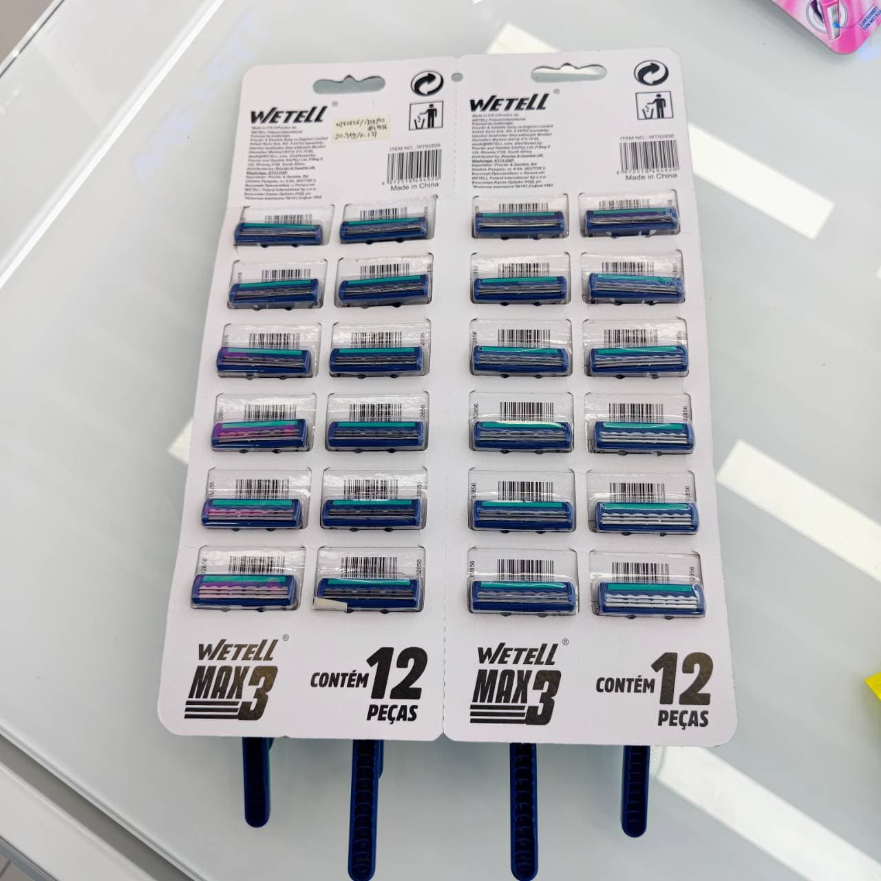 WeTell Max 3 Triple Blade Disposable Razors, Individually Wrapped, 12-Count Hanging Card 2