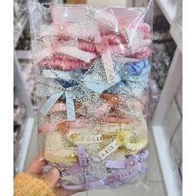 Hair Clip and Scrunchie Assortment Bag, Pastel Lace