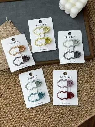 Coloured Bow Outline Snap Hair Clips