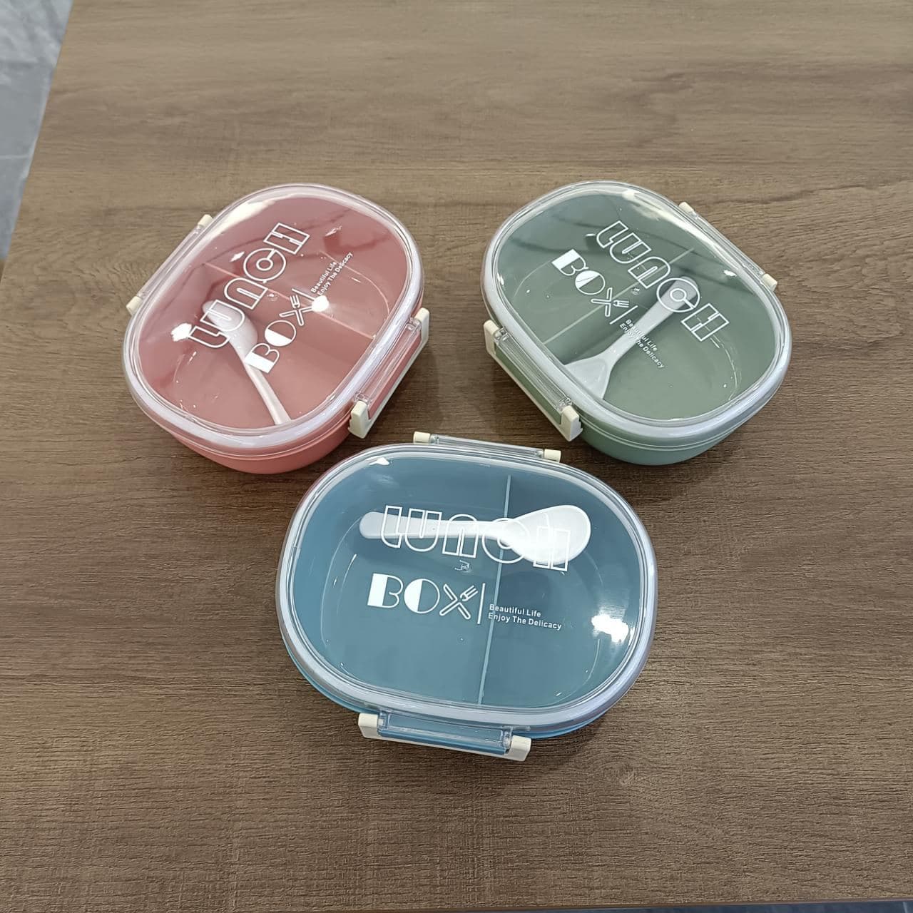 PP Plastic Lunch Box, 1000 ml, 21.5 x 16 x 7.5 cm, with Spoon and Fork