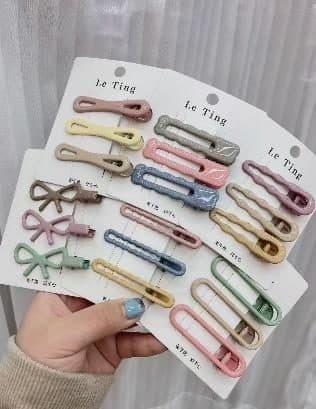 Matte Macaron Snap Hair Clips with Bow