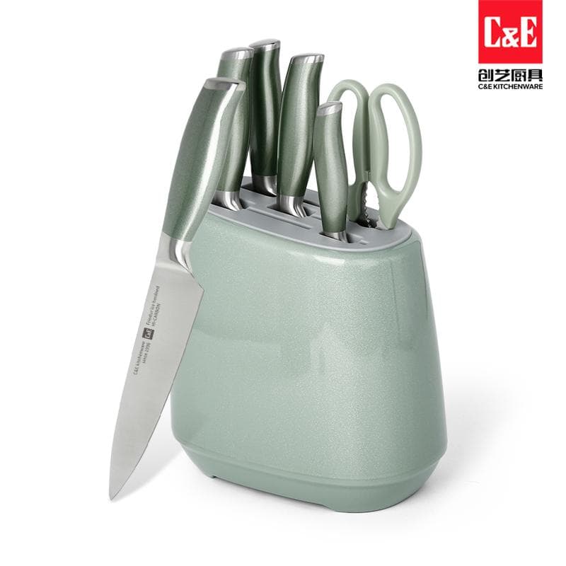 LK-3101 6pc Kitchen Knife Set with Flat Block and Scissors 2