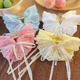 Organza Bow Hair Clips with Ribbon, Pastel