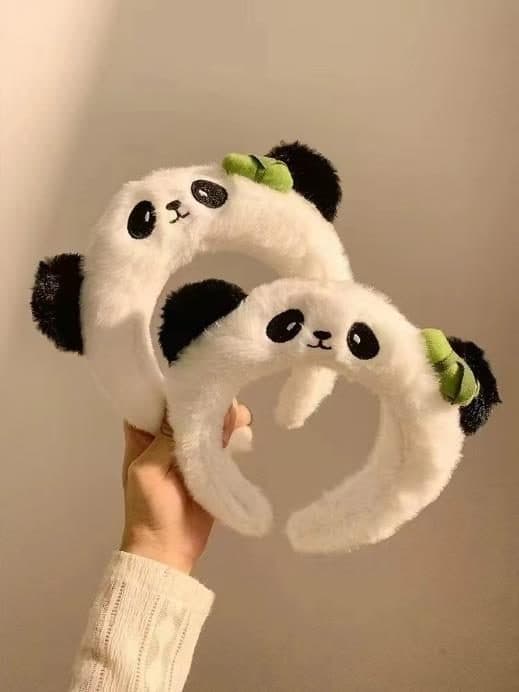 Panda Face Headband, White and Black