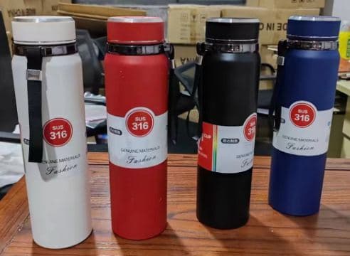 Diwangxin Vacuum Flask with Shoulder Strap and Cup Lid 2