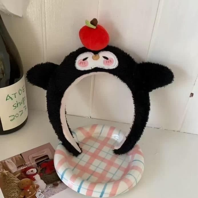 Penguin Face Headband with Apple, Black