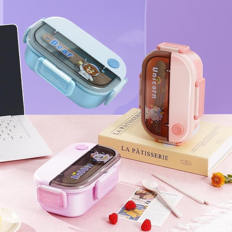201 Stainless Steel 1-Compartment Lunch Box, 800 ml, with Spoon and Fork 2