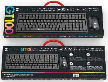R8 GT100 2.4G & BT Wireless Keyboard and Mouse Combo English & Arabic layout, 105 Keys