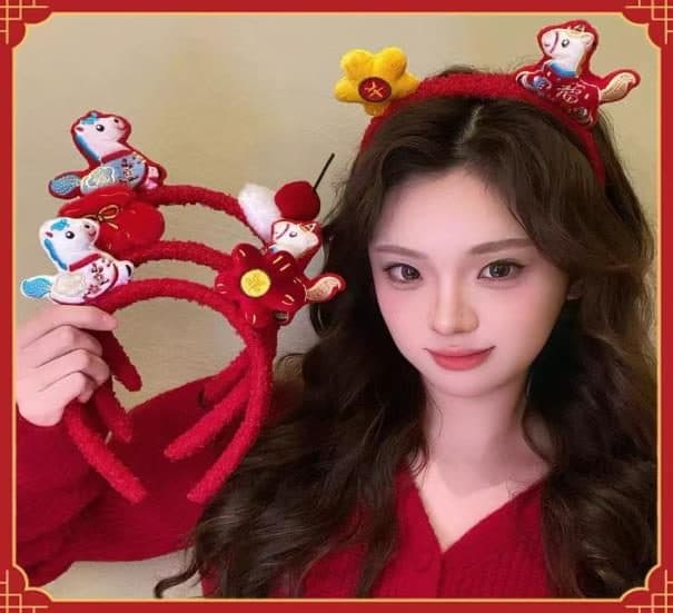 Lunar New Year Plush Headband, Red