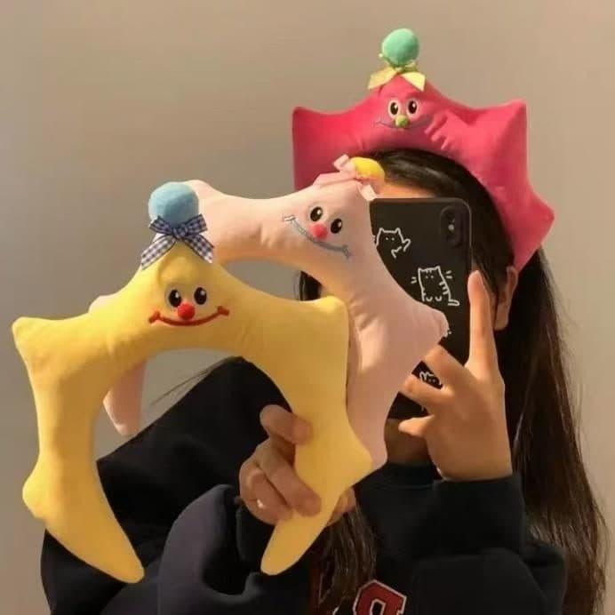 Star Plush Headband, Yellow and Red