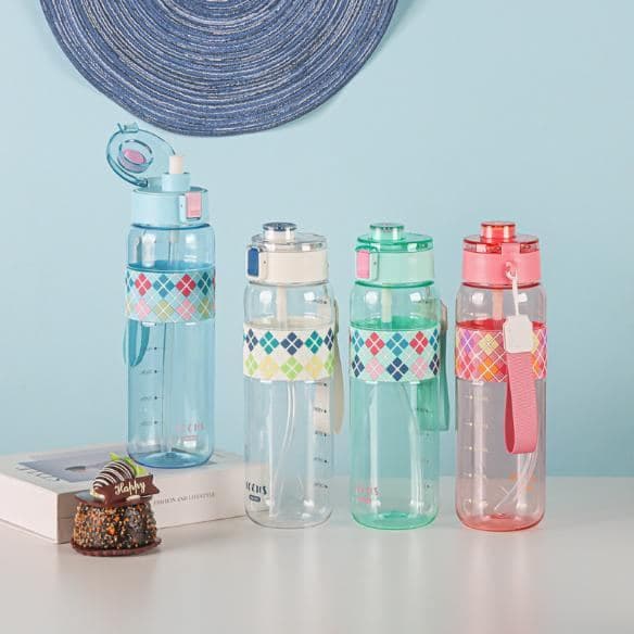 Plastic Water Bottle, 1000 ml, PC+PP, 7.5 x 25 cm, Ref. WB60378