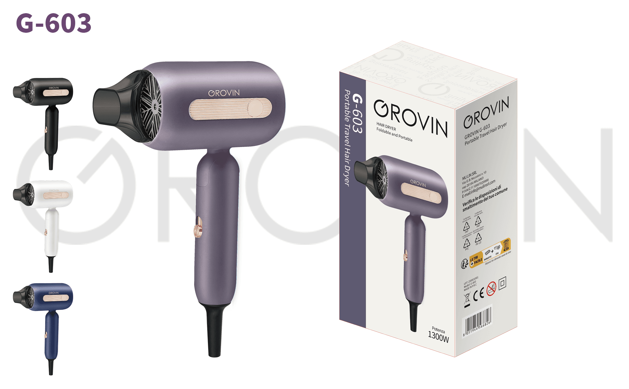 GROVIN G-603 Foldable Travel Hair Dryer