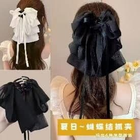 Summer Bow Claw Clip, Black and Cream