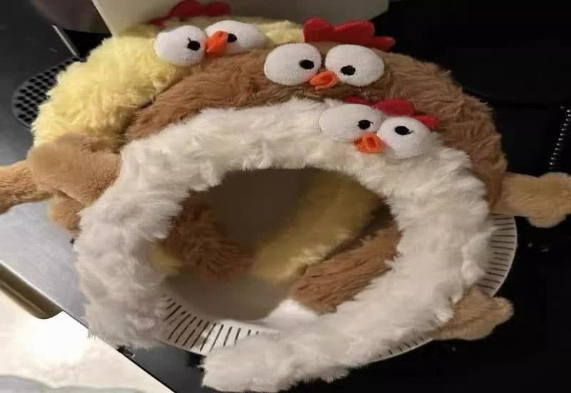 Chicken Plush Spa Headband, Brown and White
