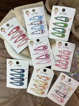 Pastel Print Snap Hair Clips, Two Card Styles