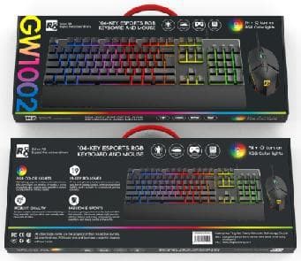 R8 GW1002 104 Keys Esports Keyboard and Mouse with Wrist Rest RGB Lighting English & Arabic & Spa... 2