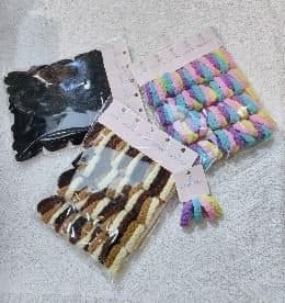 Kids Towelling Hair Ties, Leopard and Rainbow Assortment