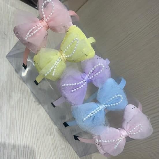 Kids Tulle Bow Headband, Pastel Set