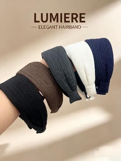 Ribbed Wide Headband, Navy, Grey and Brown